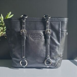 Coach Gallery East West Tote Black Premium Leather Handbag Shoulder Bag F11524